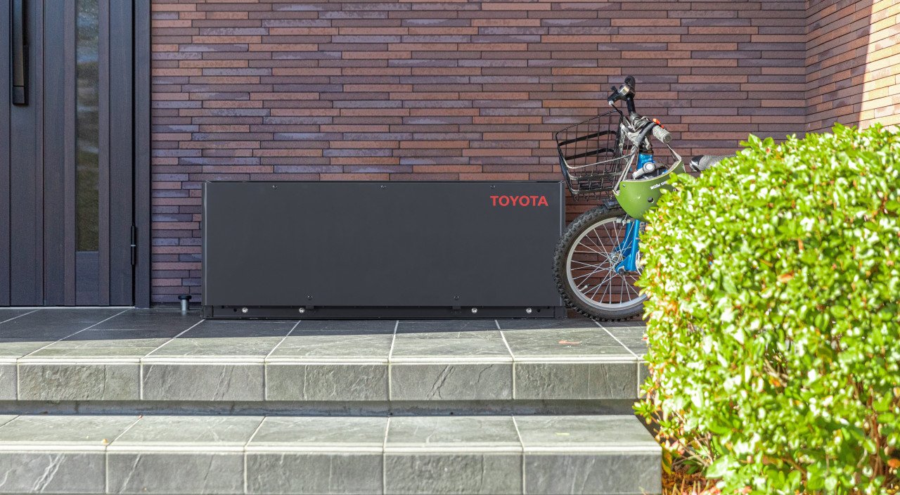A photo of the home battery storage system unveiled by Toyota.