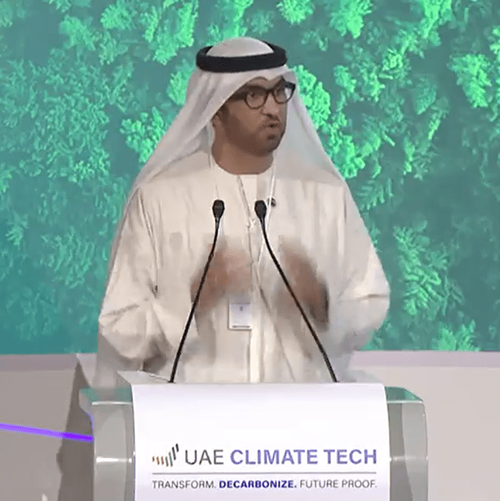 H.E. delivering keynote address at UAE-Climate-Tech