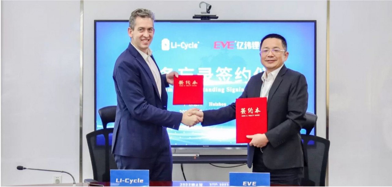Officials of EVE Energy and Li-Cycle sign MoU for Li-ion  battery recycling