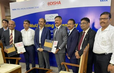 AVAADA Group and Tata Steel Special Economic Zone Executives after signing MoU for green ammonial plant in Odisha