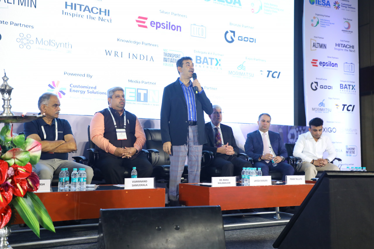 Jayesh Ranjan, Principal Secretary, Industries & Commerce (I&C) and IT, Govt of Telangana addressing teh iaugural session at India Battery Manufacturing 7 Supply Chain Summit 2024 in Hyderabad on Tuesday (Jan. 23, 2024).